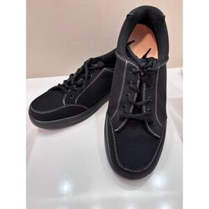 Dr‎ Comfort Riley Black Canvas Lace Up Sneakers Women 10 Comfort Therapeutic